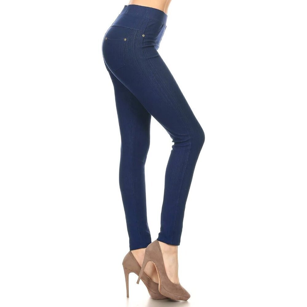 Women's Cotton Blend Stretch Pull-On Jeggings Casual Pants with Pockets Plus Siz